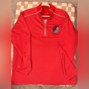 Portland Trail Blazers Antigua Red Quarter-Zip Pullover